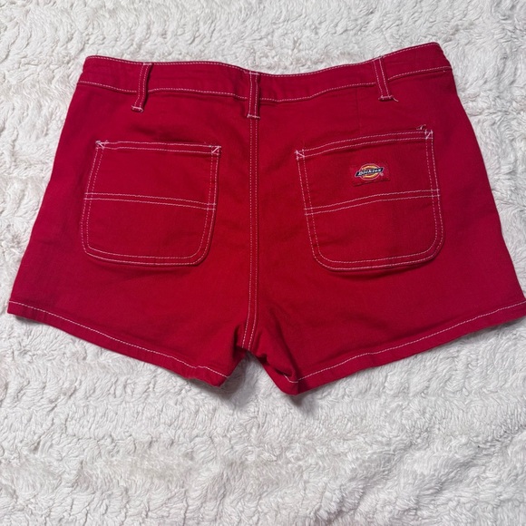 Dickies High Rise Red Shorts Size 11/30 White Stitching Y2K Workwear carpenter - Picture 2 of 7